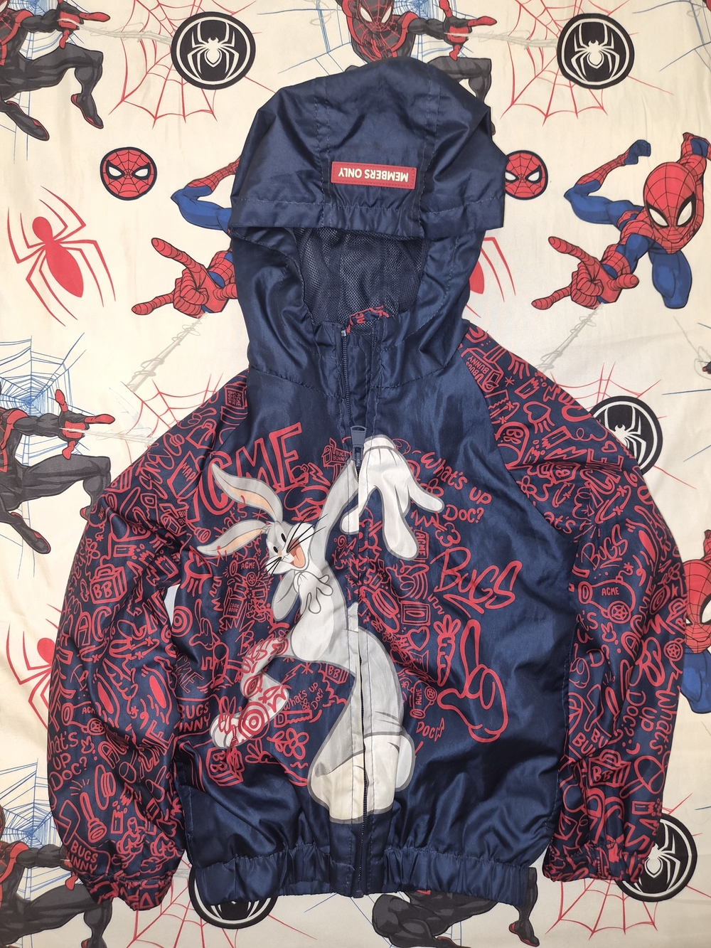 Members Only Navy Blue and Red Looney Tunes Bugs Bunny Kids Jacket